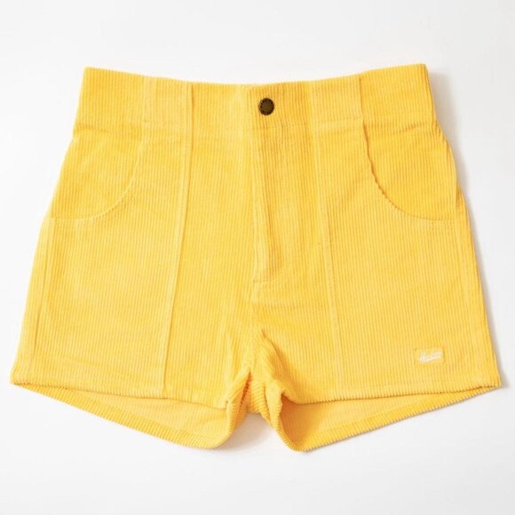 Hammies Yellow High Rise Retro Corduroy Shorts - Picture 1 of 7